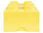 Boîte de rangement LEGO jaune avec quatre briques LEGO