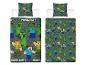 Parure de lit Minecraft : Creeper, zombies et Steve sur fond camouflage.