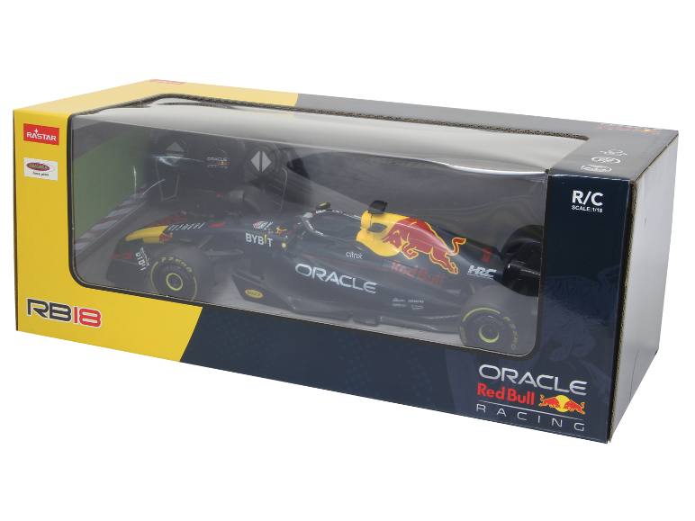 Voiture de Formule 1 télécommandée à l'échelle 1:18 dans son emballage d'origine.