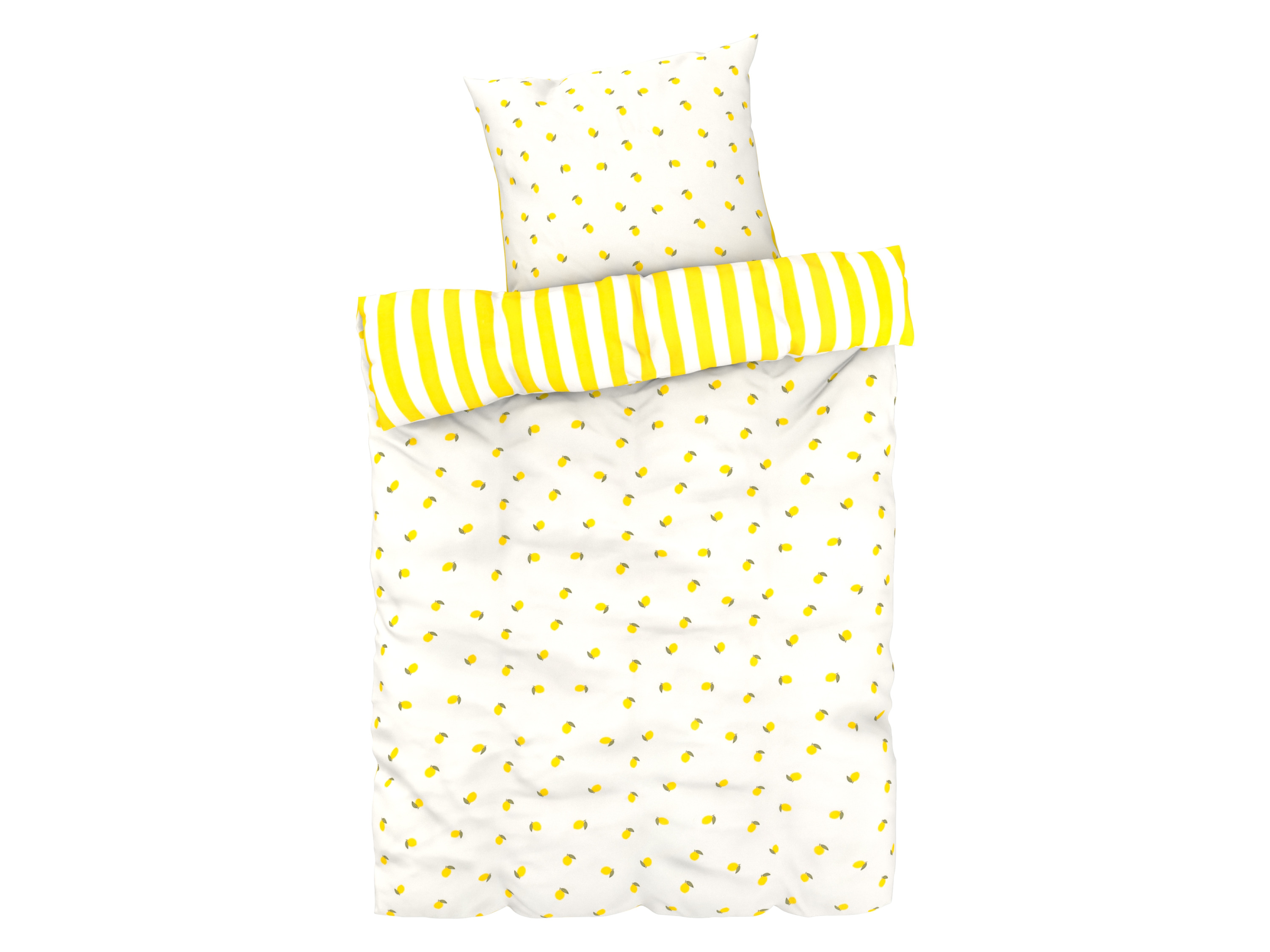 LIVARNO home Parure de lit réversible en microfibre satin, 140 x 200 cm (Attention : LV OSFR) (citron)