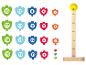 Jeu de société avec support en bois et cibles colorées avec des numéros