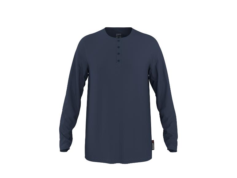 T-shirt Henley à manches longues bleu foncé pour homme