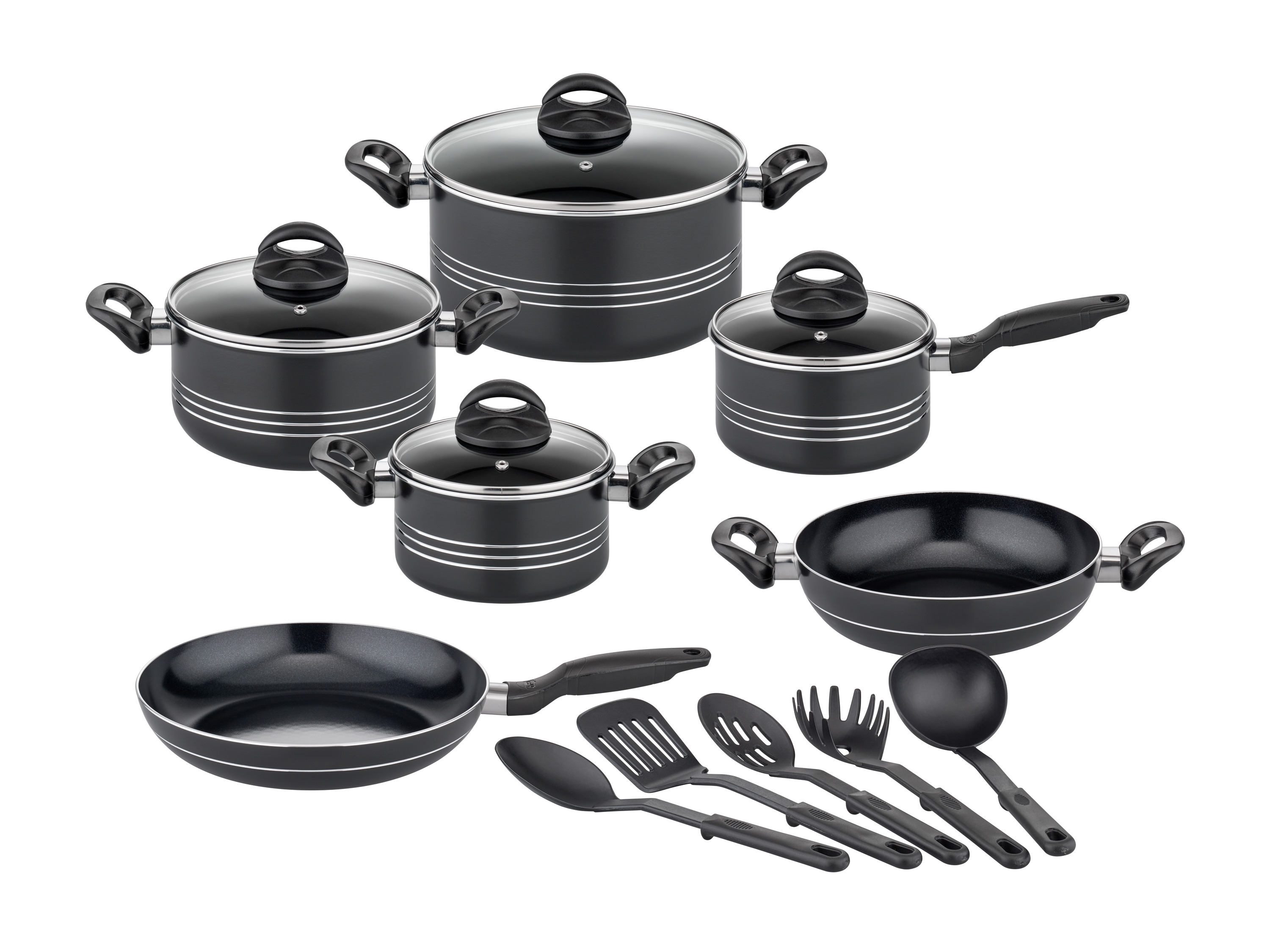 Batterie de cuisine Induction GSW MILANO NERO 15 pièces Aluminium massif - vue 2