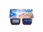 Quatre desserts au chocolat en coupelles avec informations nutritionnelles et ingrédients.