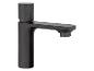 Robinet de lavabo moderne, noir mat, à levier unique.