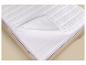 Protège-matelas blanc matelassé avec fermeture éclair et élastiques sur un matelas.
