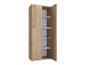 Armoire en bois avec portes ouvertes et étagères blanches