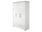 Une armoire blanche avec trois portes et un tiroir.