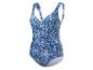 Maillot de bain une pièce, motif cachemire bleu et blanc.