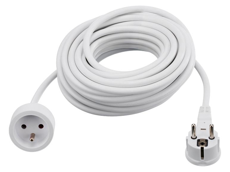 Rallonge électrique blanche avec prise et fiche européennes.