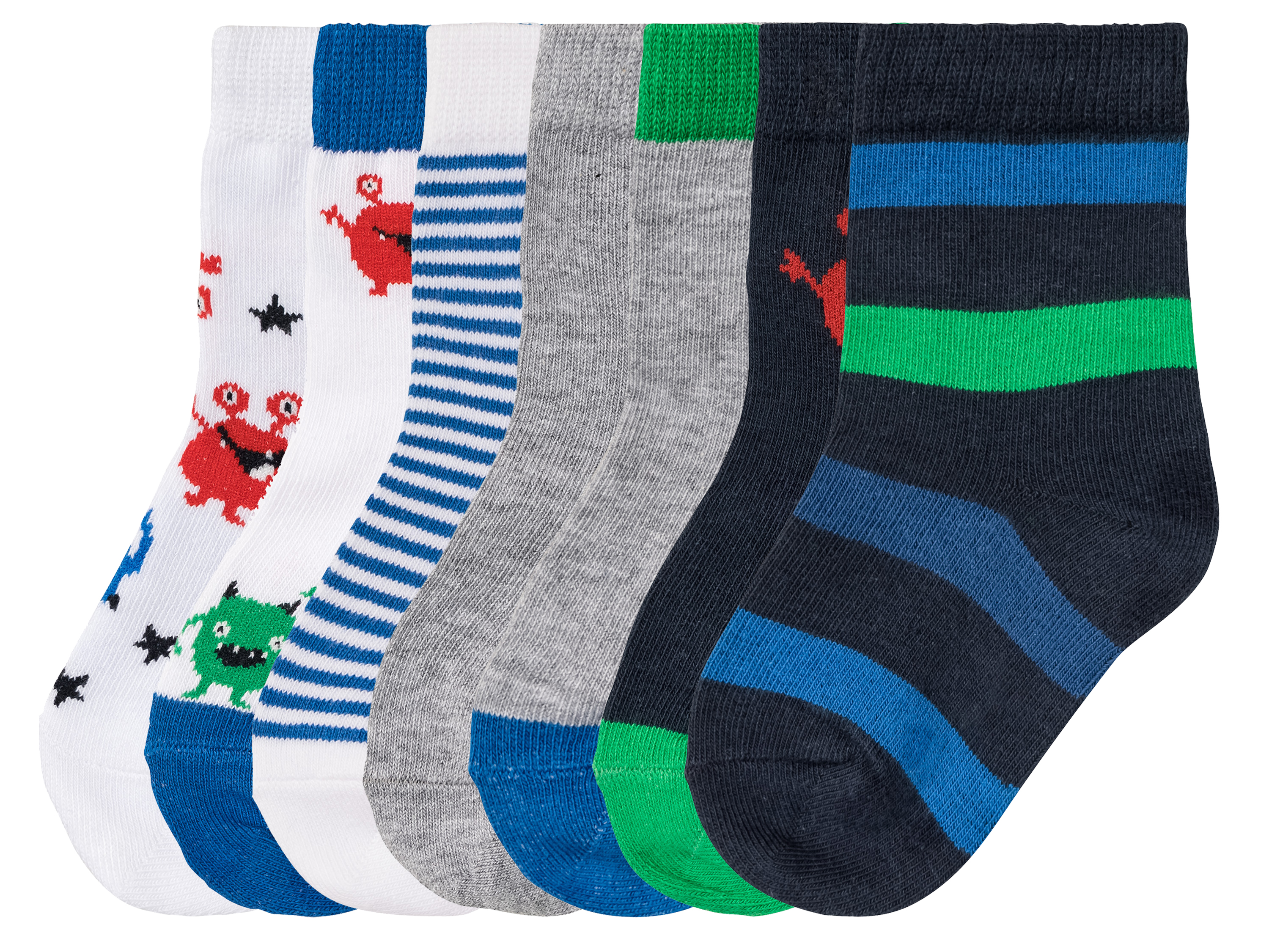 lupilu® Lot de 7 paires de chaussettes petit garçon (19/22, gris/bleu/blanc/à motifs)