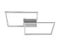 Plafonnier LED moderne avec deux cadres rectangulaires gris et blancs entrelacés.