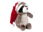 Un raton laveur en peluche avec un bonnet de Père Noël de Lidl.