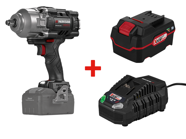 Perceuse à percussion sans fil Parkside avec batterie et chargeur X 20 V Team.