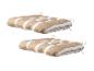 Deux coussins de chaise rayés beige et blanc