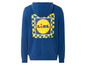 Un sweat-shirt à capuche bleu avec le logo Lidl au dos.