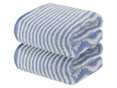 LIVARNO home Lot de 2 serviettes de toilette en éponge, 50 x 100 cm