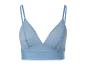 Soutien-gorge triangle bleu ciel, détail côtelé.