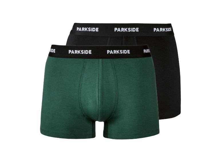 Deux boxers, un vert foncé et un noir, avec 'PARKSIDE' sur la ceinture.