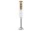Mixeur plongeant SilverCrest blanc et bois, avec accessoire.