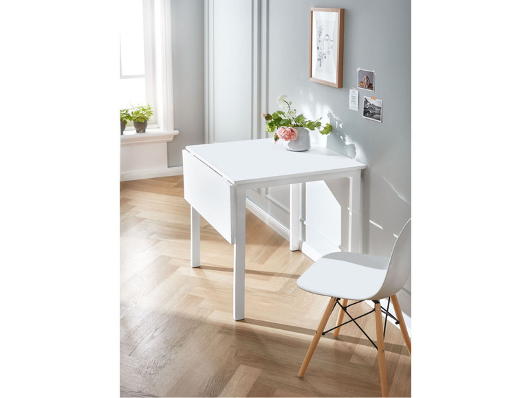 Aller en mode plein écran : LIVARNO home Table pliable, 74-104 x 74 x 75 cm, blanc mat - Image 2
