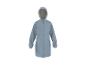Imperméable bleu clair avec capuche et boutons.