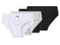 Lot de quatre culottes pour femmes en blanc, gris et noir.