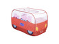 Une tente de jeu rouge Peppa Pig en forme de voiture.