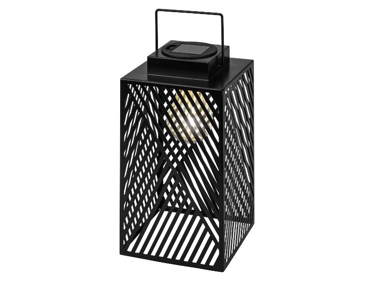 Lanterne solaire LED noire avec motif ajouré