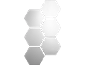 Six carreaux hexagonaux blancs disposés en deux rangées verticales sur fond noir.