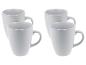 Quatre grandes tasses à café, grises et en céramique.