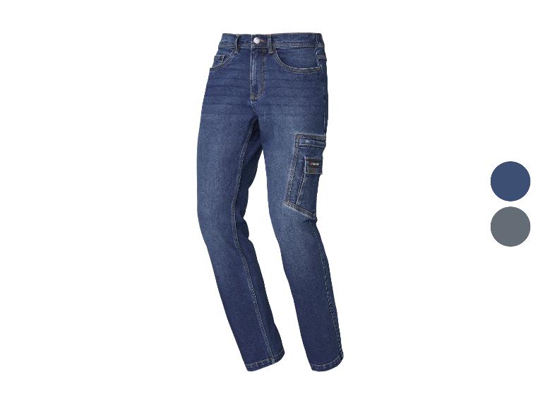 Jean de travail bleu pour homme avec poches cargo, avec options de couleur.