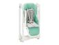 Chaise haute bébé vert menthe et gris avec roulettes