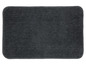 Un tapis de salle de bain gris foncé avec une texture douce et moelleuse.