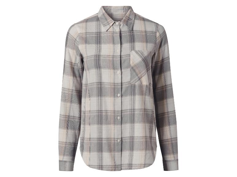 Chemise à carreaux grise pour femme.