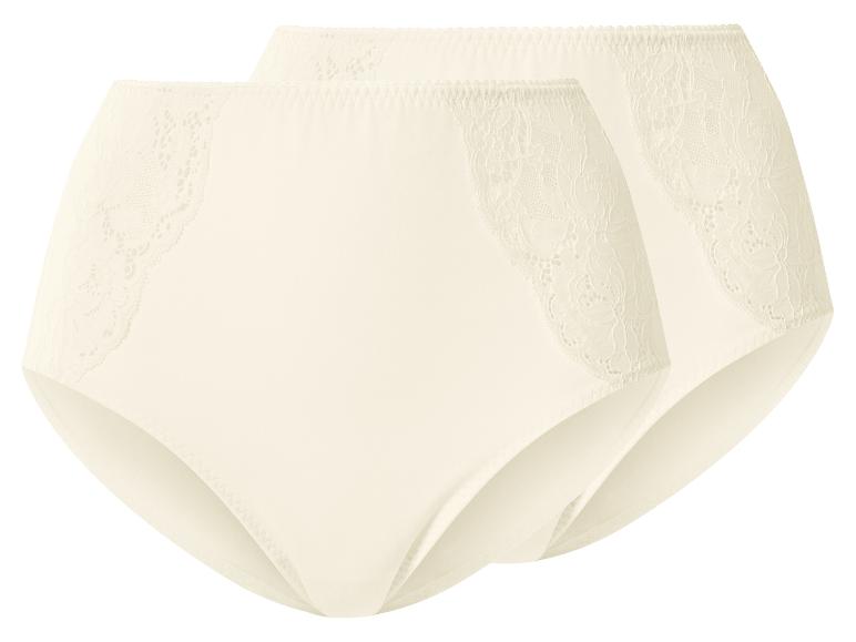 Deux culottes taille haute crème pour femme avec détails en dentelle