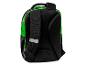 Sac à dos scolaire noir et vert avec détails réfléchissants et bretelles rembourrées.