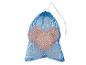 Sac en filet bleu avec balles de tennis de table blanches et oranges