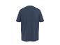 Vue arrière d'un t-shirt uni bleu foncé à manches courtes.