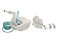 Un inhalateur Medisana avec accessoires, notamment des masques et des embouts buccaux.
