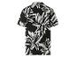 Chemise à manches courtes à motif floral noir et blanc.