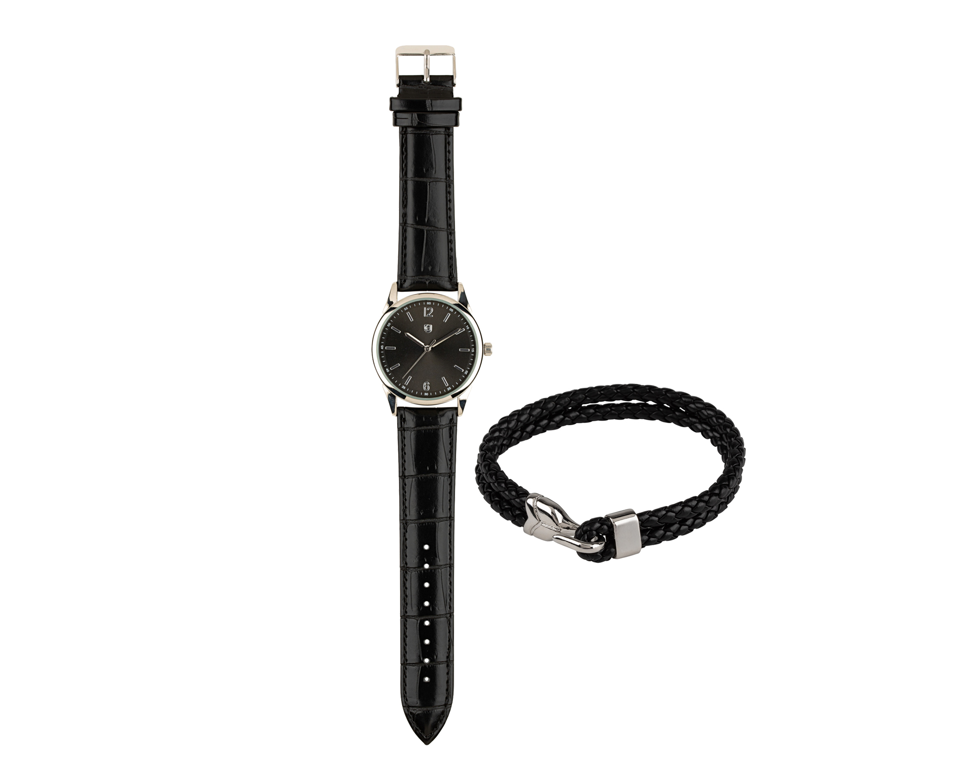 AURIOL® Parure montre et bracelet homme (noir, bracelet noir)