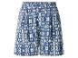 Shorts larges pour femme à imprimé ikat bleu et blanc.
