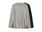 Deux t-shirts à manches longues, un gris et un noir, empilés.