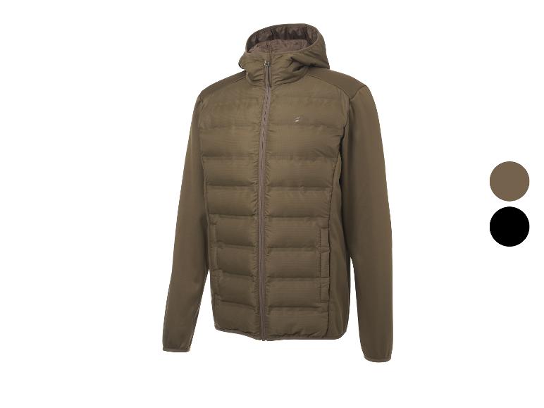 Veste à capuche vert olive pour homme, avec devant matelassé et option de couleur noire.