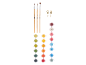 Kit de peinture par numéros avec trois pinceaux, deux crochets de suspension, vis et vingt pots.