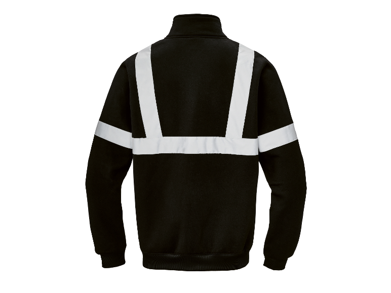 Sweat-shirt noir avec bandes réfléchissantes.