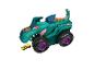 Coffret de jeu Hot Wheels Monster Trucks Mega-Wrex avec une petite voiture jaune.