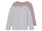 Deux t-shirts à manches longues, un gris et un rose.