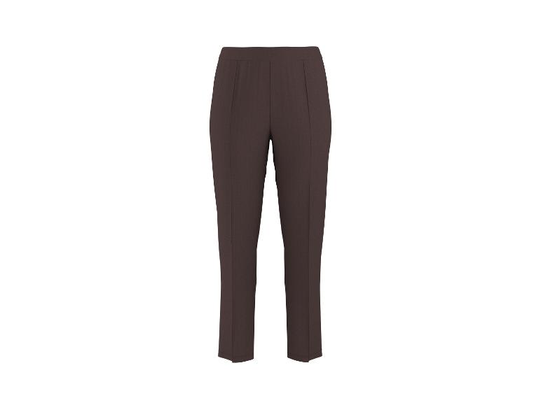 Pantalon femme marron avec taille élastique et jambes droites.